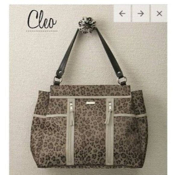 Miche Cleo Leopard Print Tote Bag With Double Zipper Pockets - Picture 4 of 14